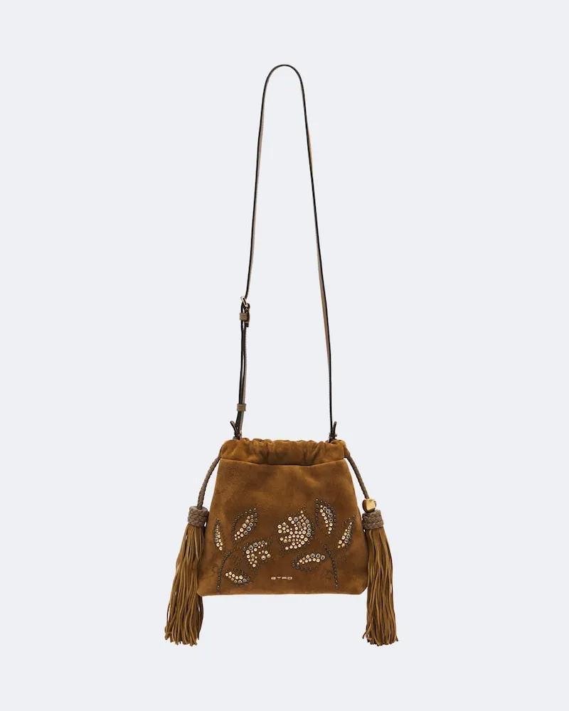 Etro Crossbody Bag Kalispera Mini aus Veloursleder Braun
