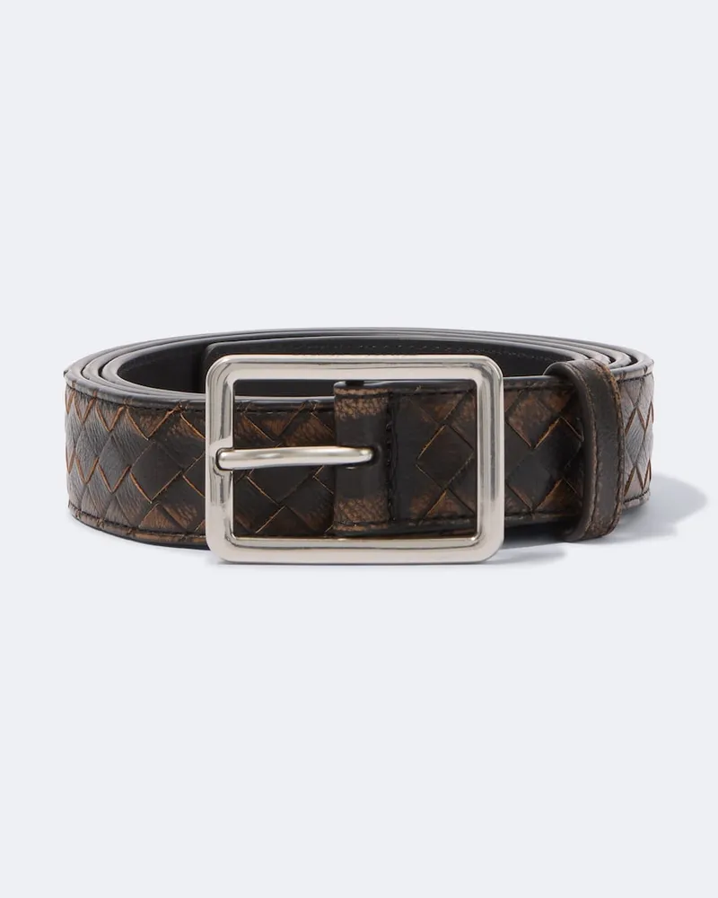 Bottega Veneta Gürtel Intrecciato aus Leder Braun