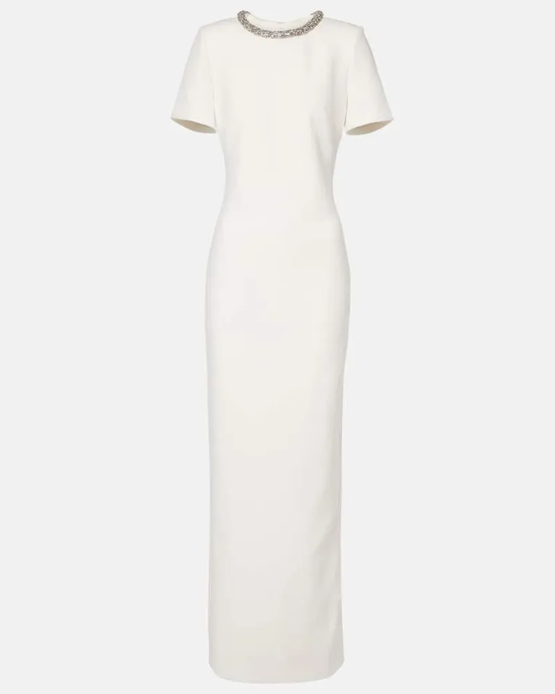 Roland Mouret Robe aus Crêpe mit Kristallen Weiß