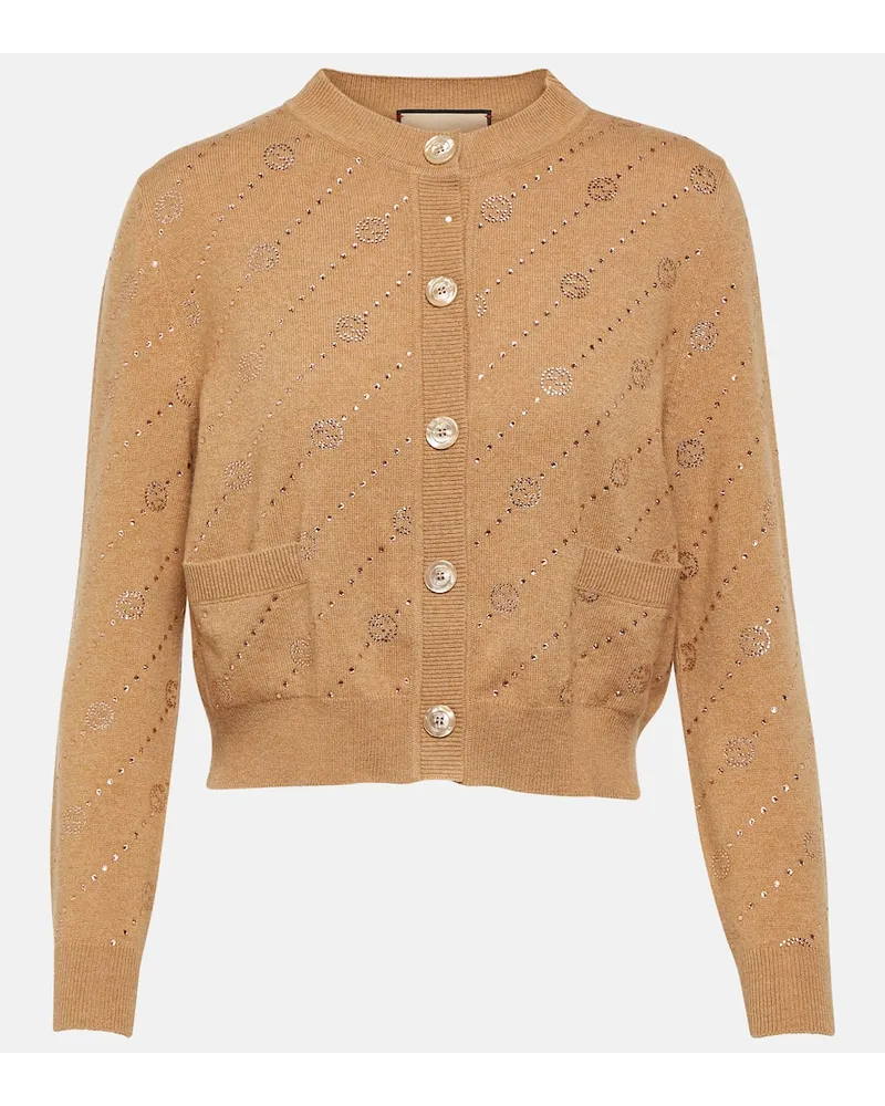 Gucci Cardigan Interlocking G aus Kaschmir Braun