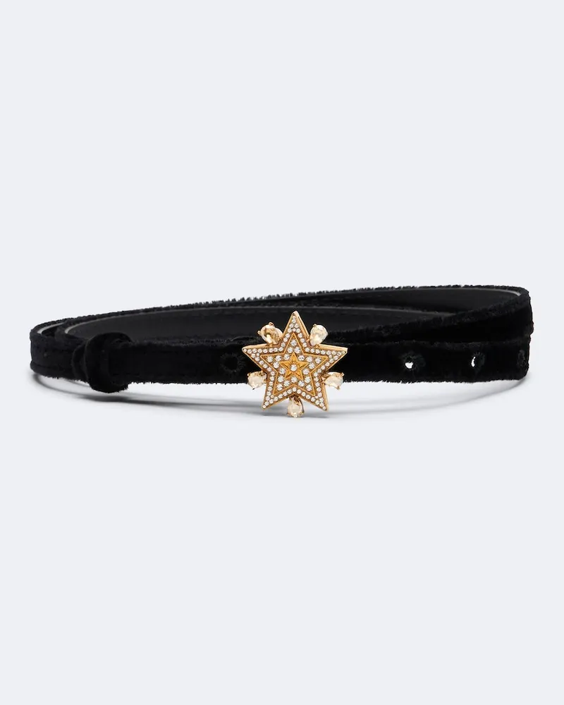 Dolce & Gabbana Verzierter Gürtel aus Samt Schwarz