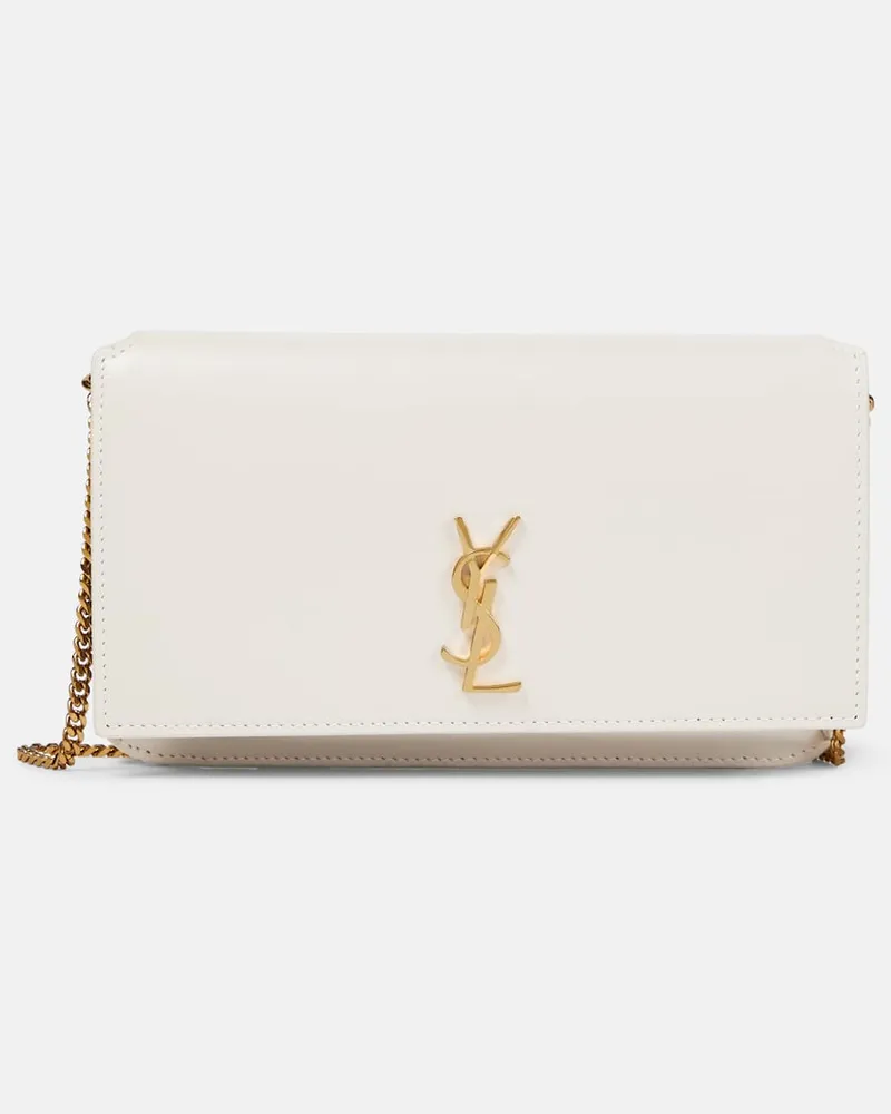 Saint Laurent Smartphone-Etui Cassandre aus Leder Weiß