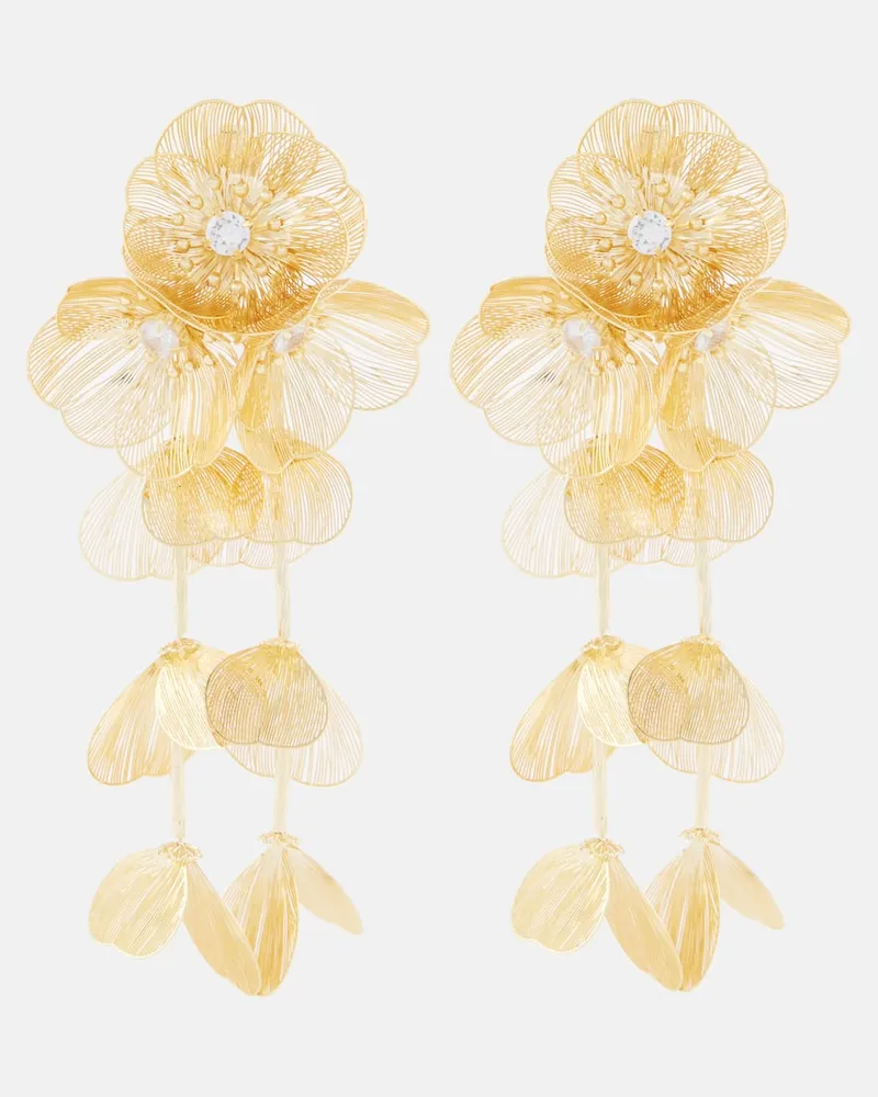 Self-Portrait Clip-Ohrringe mit Kristallen Gold