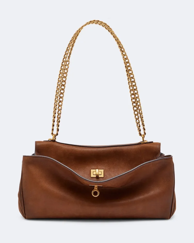 Balenciaga Schultertasche Rodeo East West aus Leder Braun