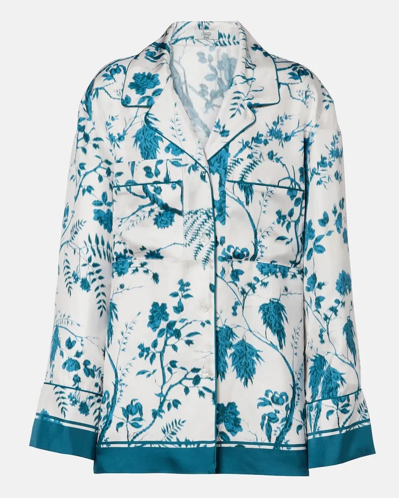 Erdem Pyjama-Hemd aus Seide Blau