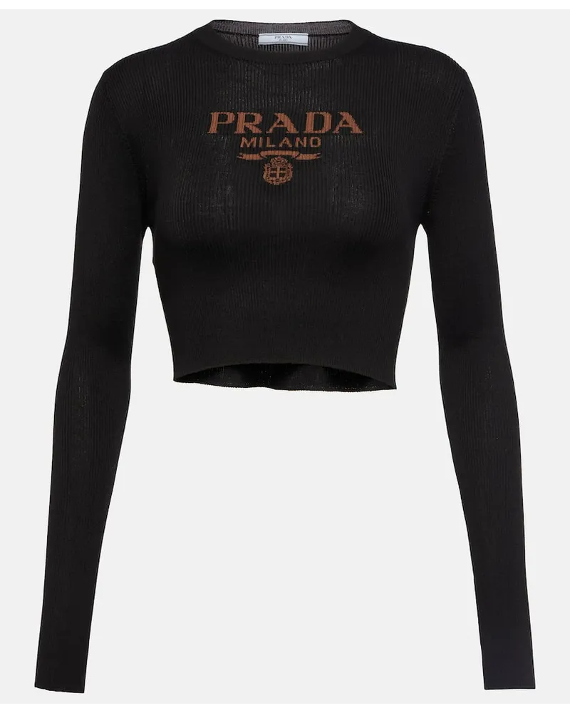 Prada Cropped-Top aus Seide Schwarz