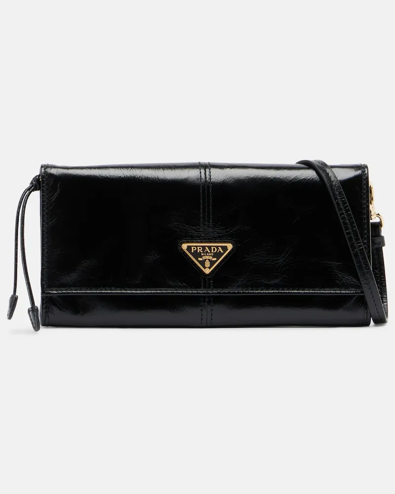 Prada Etui mit Riemen aus Leder Schwarz