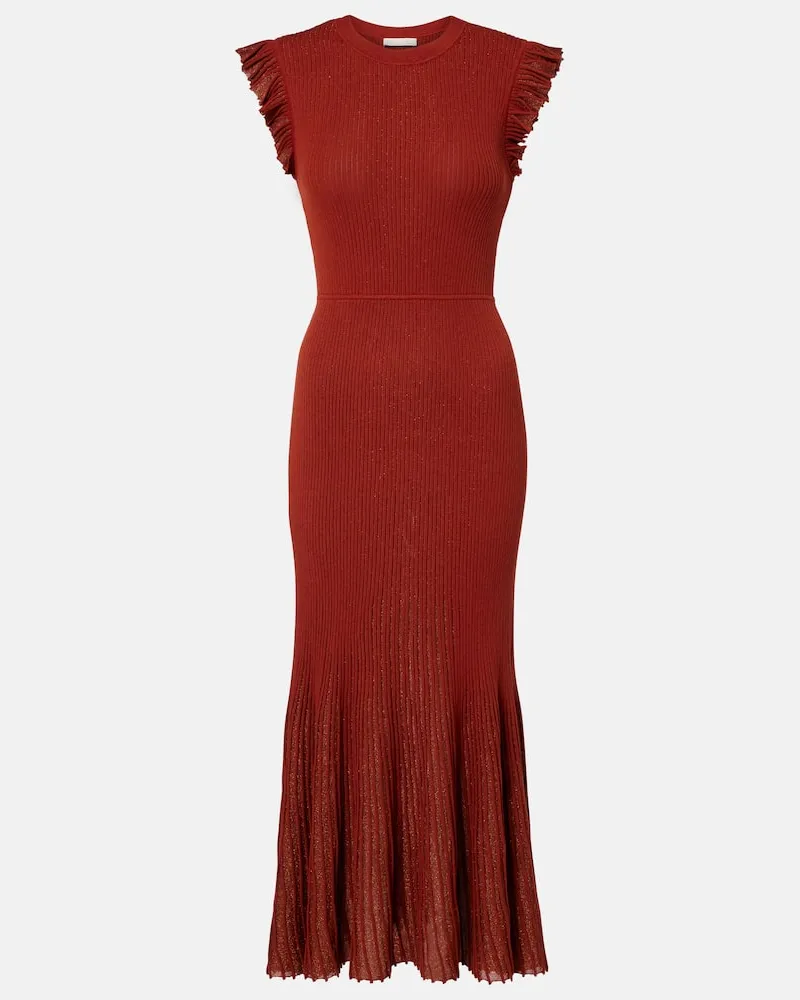 Ulla Johnson Midikleid Noelle aus Strick und Lamé Orange