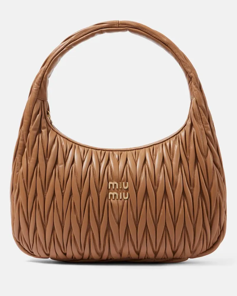 Miu Miu Tote Wander Medium aus Matelassé-Leder Braun