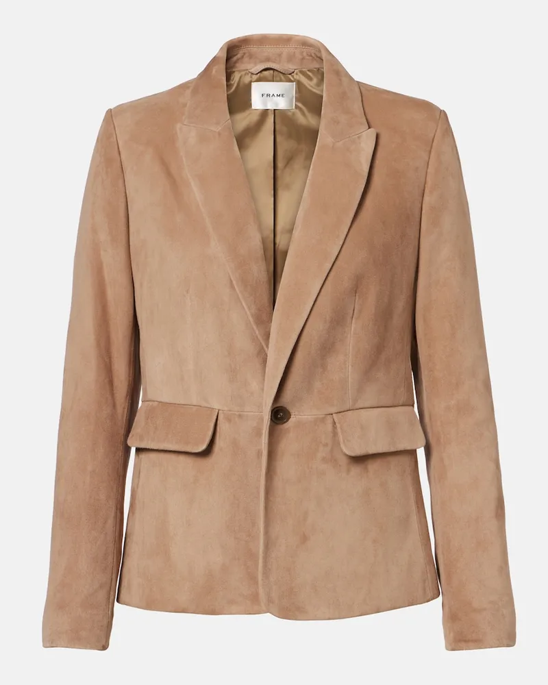 Frame Denim Blazer aus Veloursleder Beige