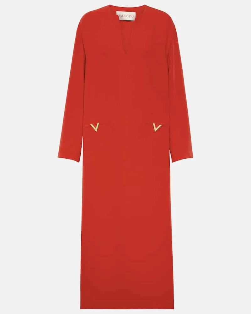 Valentino Garavani Midikleid VGold aus Seide Rot