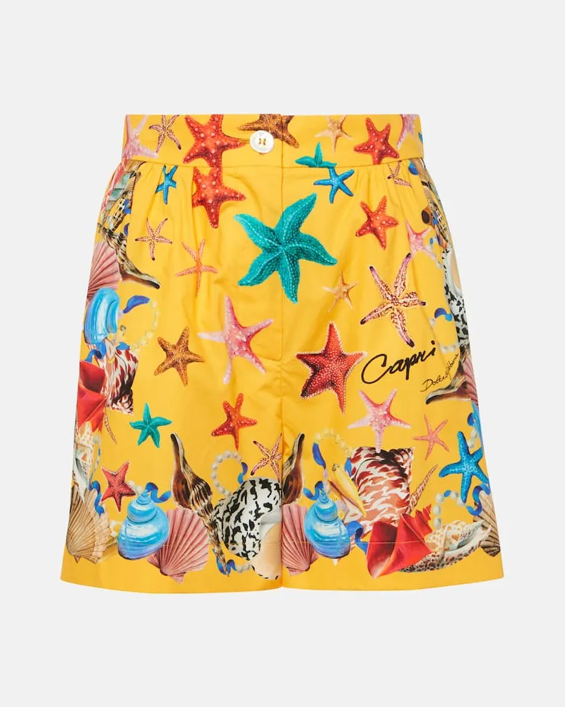 Dolce & Gabbana High-Rise Shorts Capri aus Baumwolle Gelb