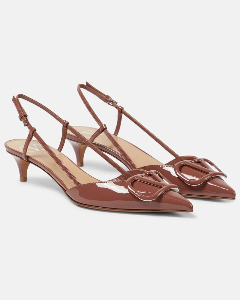 Valentino Garavani Slingback-Pumps VLogo Signature 40 aus Lackleder Braun