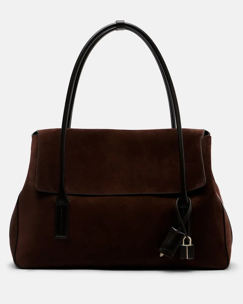 Tom Ford Schultertasche Large aus Veloursleder Braun