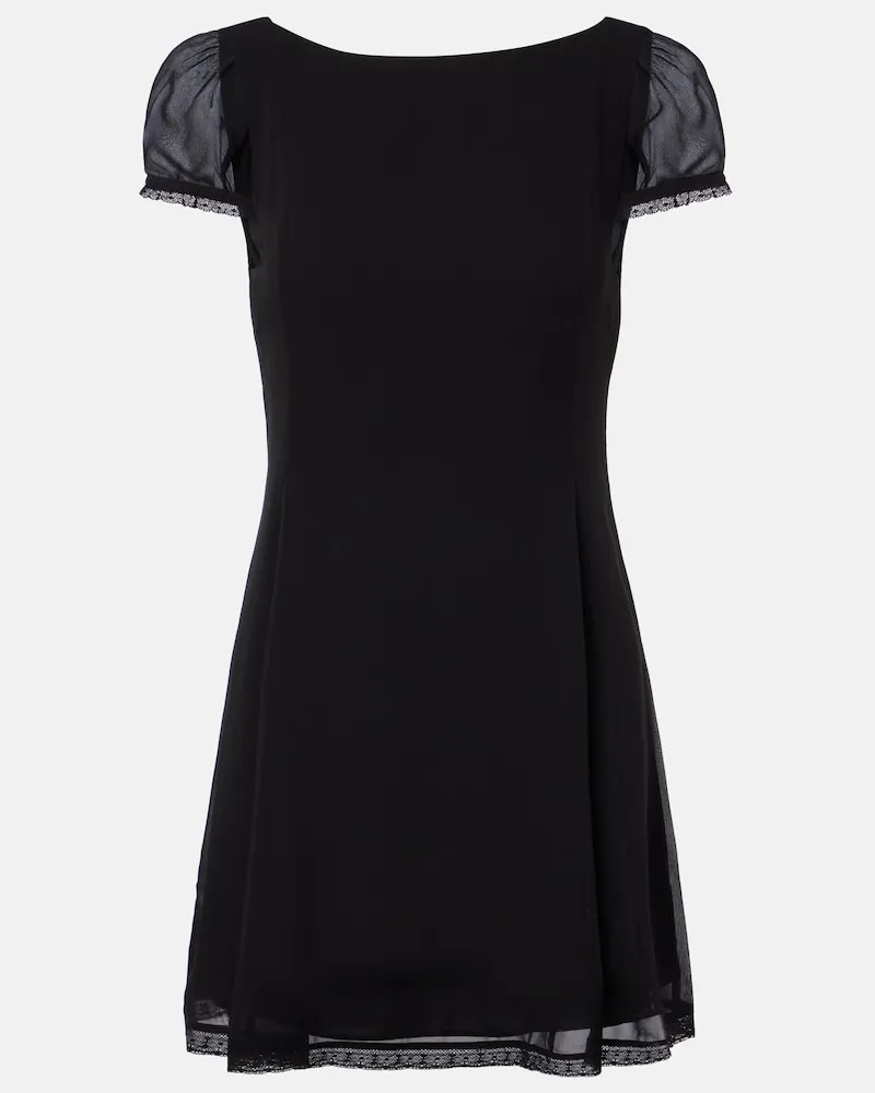 Posse Minikleid Priscilla aus Seide mit Spitze Schwarz