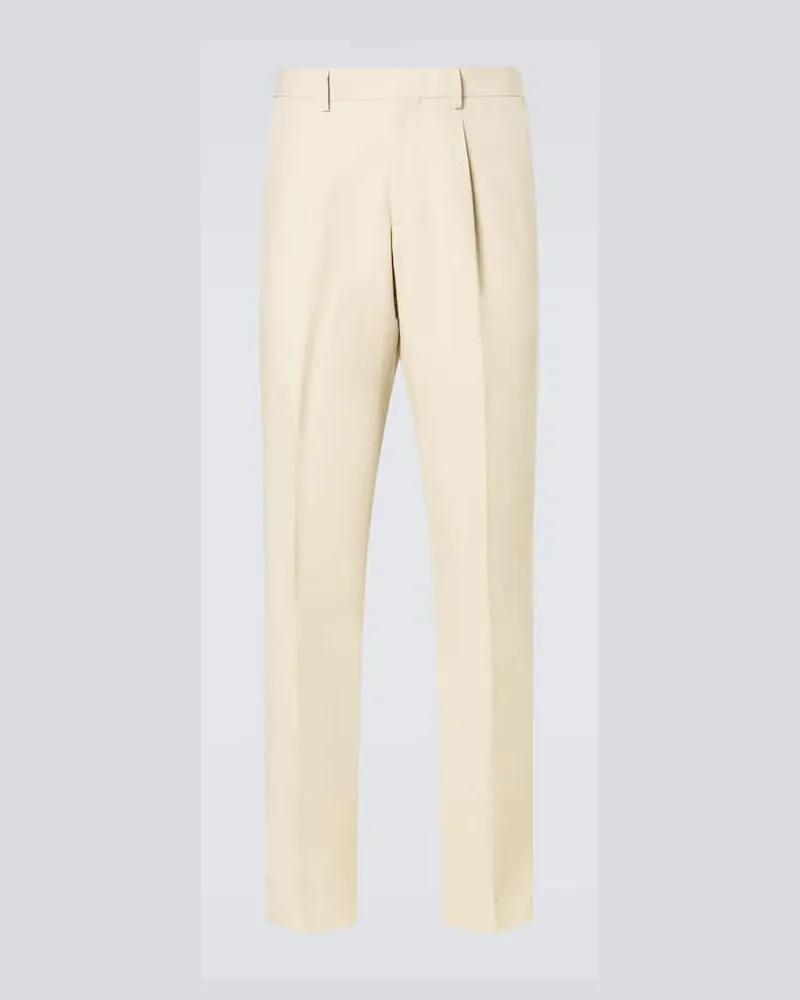 LARDINI Gerade Hose aus Leinen, Baumwolle und Seide Beige