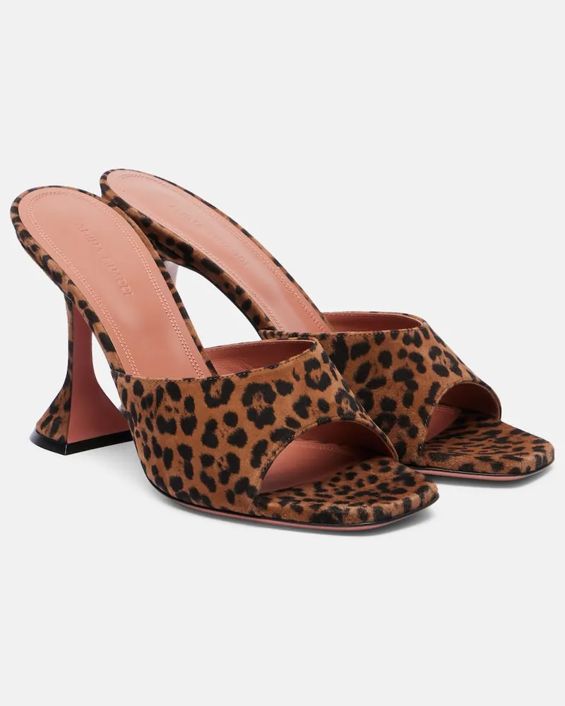 Amina Muaddi Pantoletten Lupita 95 aus Veloursleder Braun