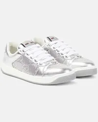 Gucci Sneakers Screener GG aus Metallic-Leder Silber