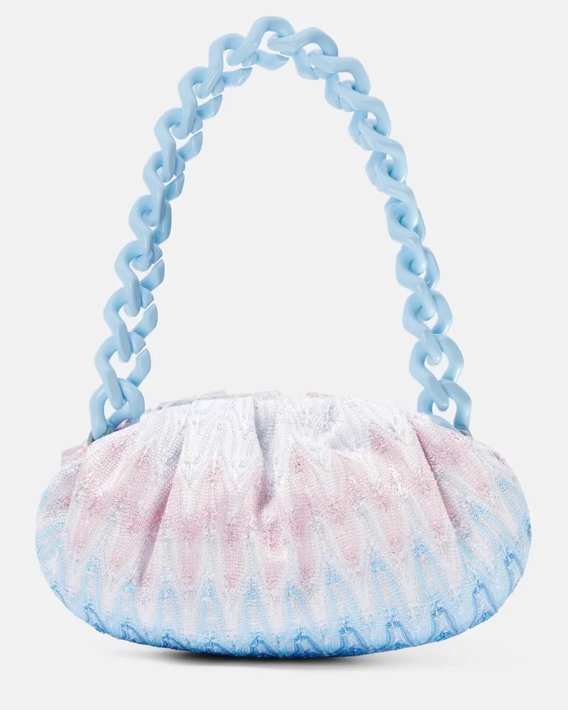 Missoni Schultertasche aus Häkelstrick Blau