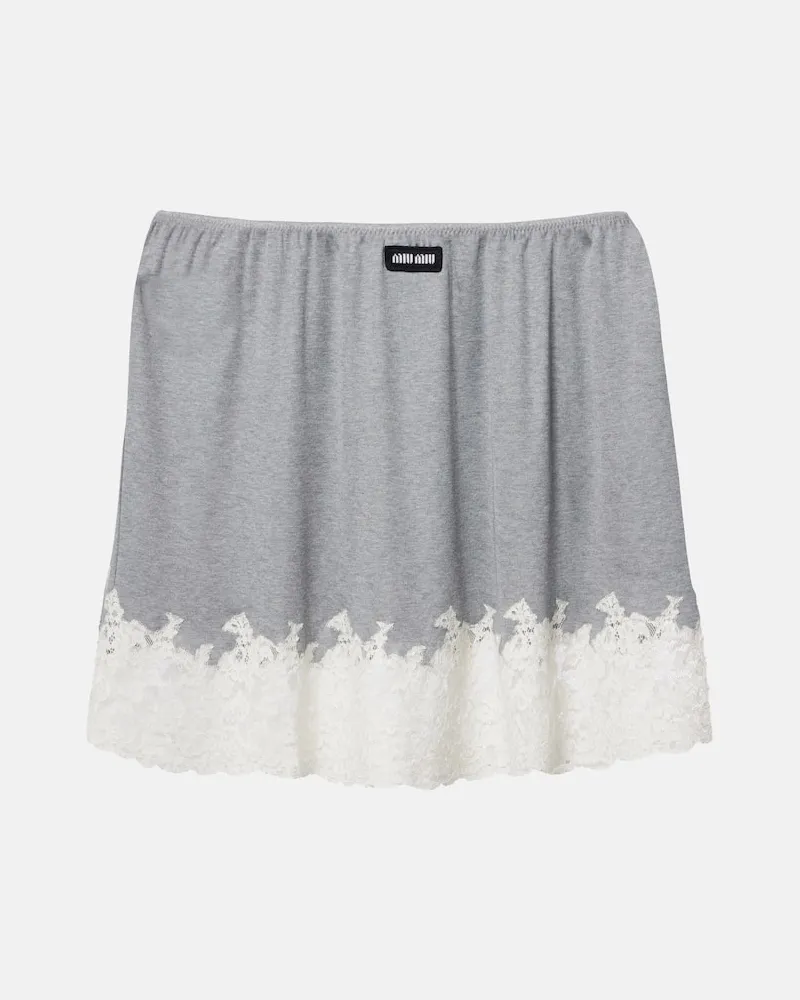 Miu Miu Minirock aus Seide mit Spitze Grau