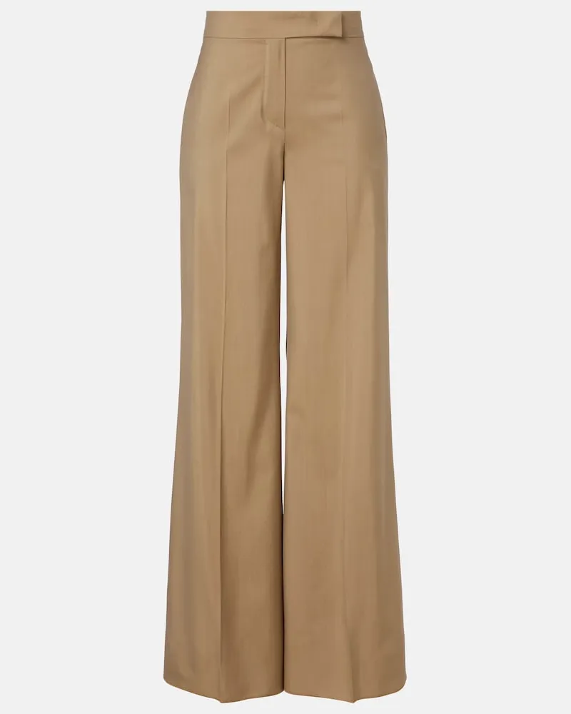 Max Mara Weite Hose Bronte aus Wolle und Seide Beige