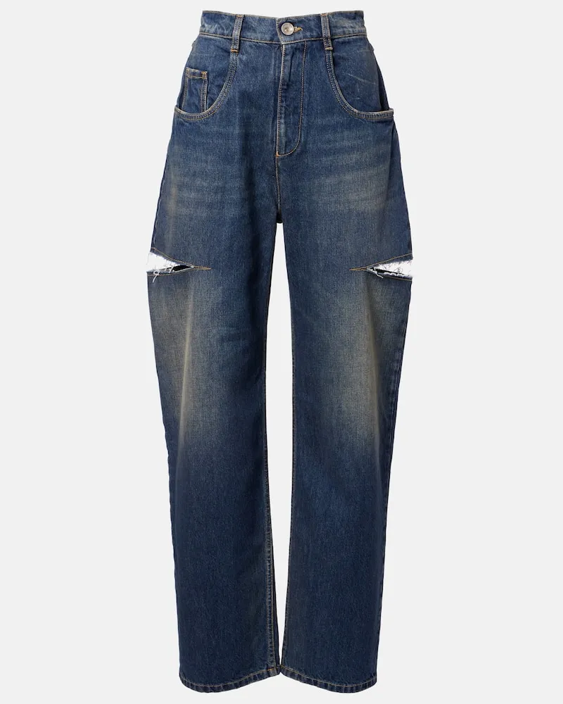 Maison Margiela Distressed Barrel Jeans Blau