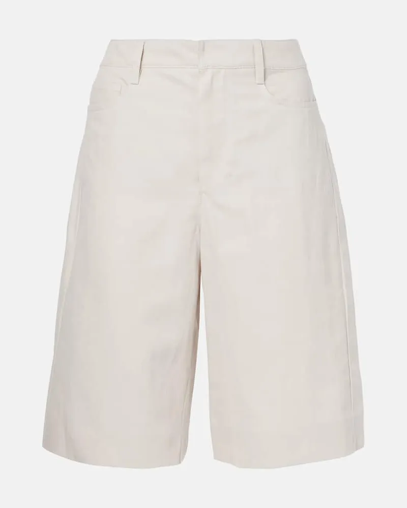 Max Mara Bermuda-Shorts Eric aus Baumwolle und Leinen Weiß