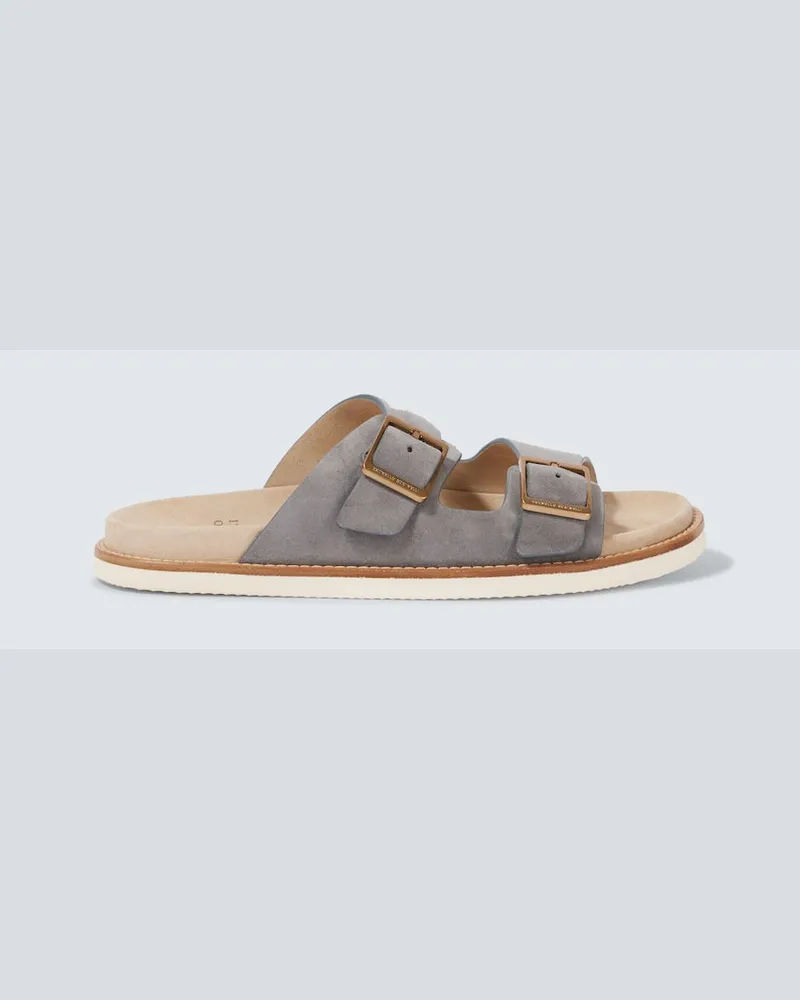 Brunello Cucinelli Sandalen aus Veloursleder Grau