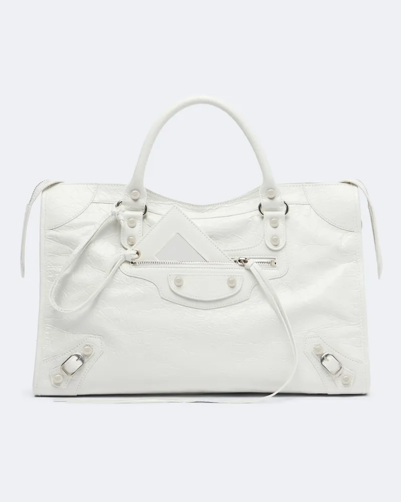 Balenciaga Schultertasche Le City Medium aus Leder Weiß