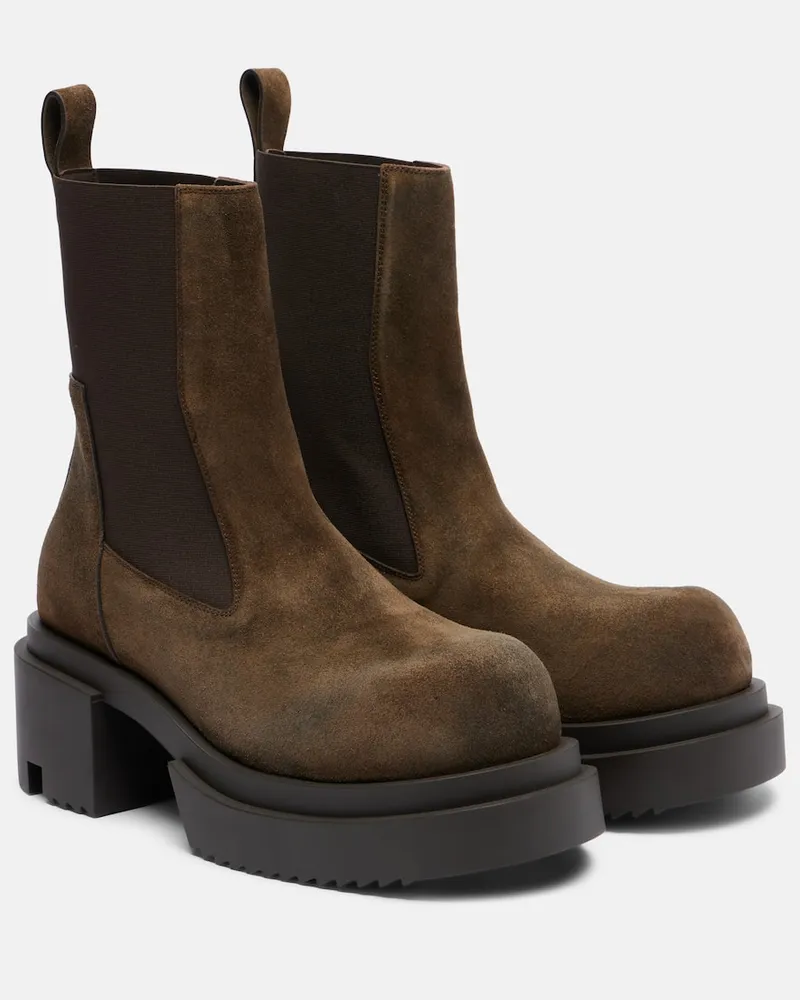 Rick Owens Chelsea Boots Beatle aus Veloursleder Braun