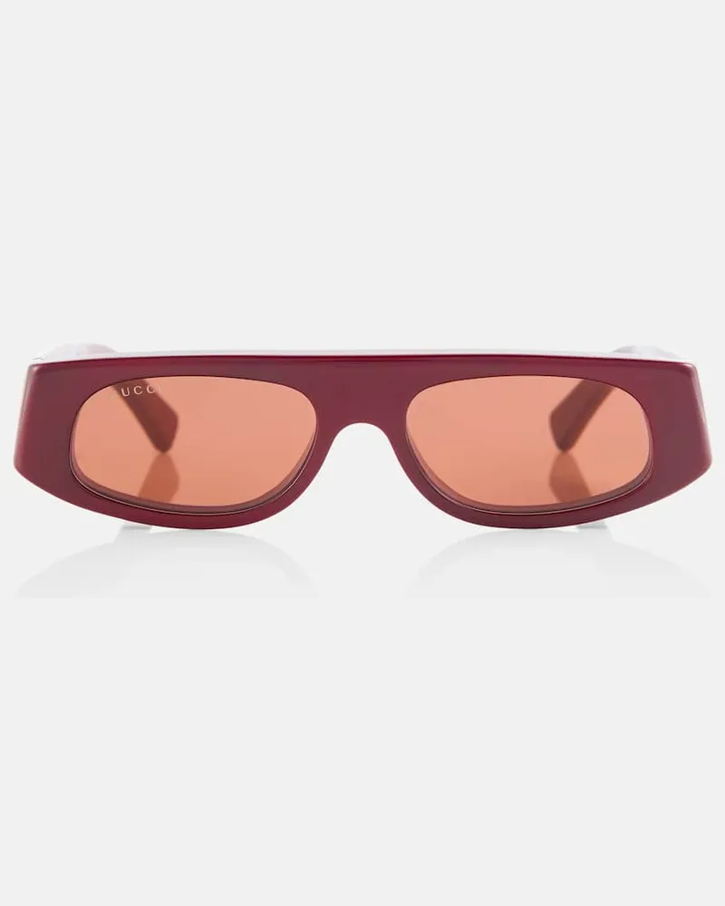 Gucci Eckige Sonnenbrille Rot