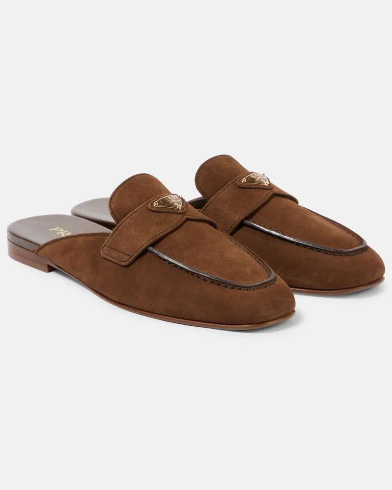 Prada Slippers aus Veloursleder Braun