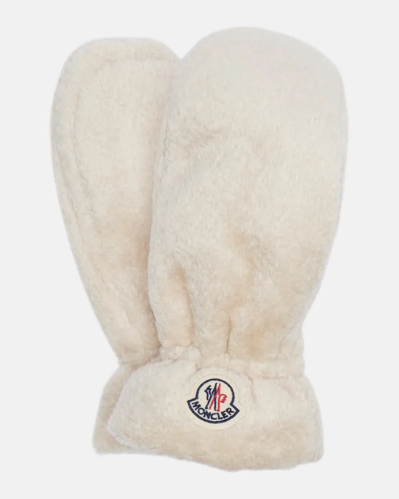 Moncler Fäustlinge aus Teddyfleece Weiß