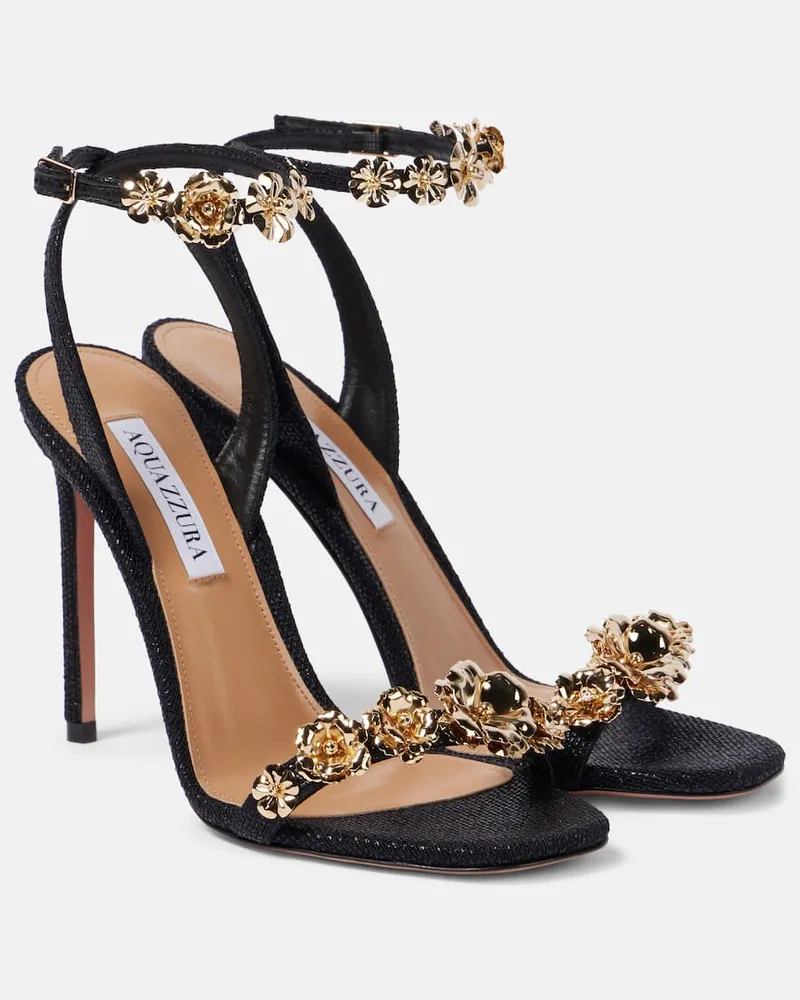 Aquazzura Verzierte Sandalen Bloom 105 Schwarz