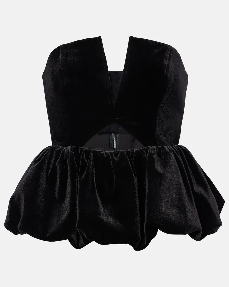 Self-Portrait Bandeau-Top aus Samt Schwarz