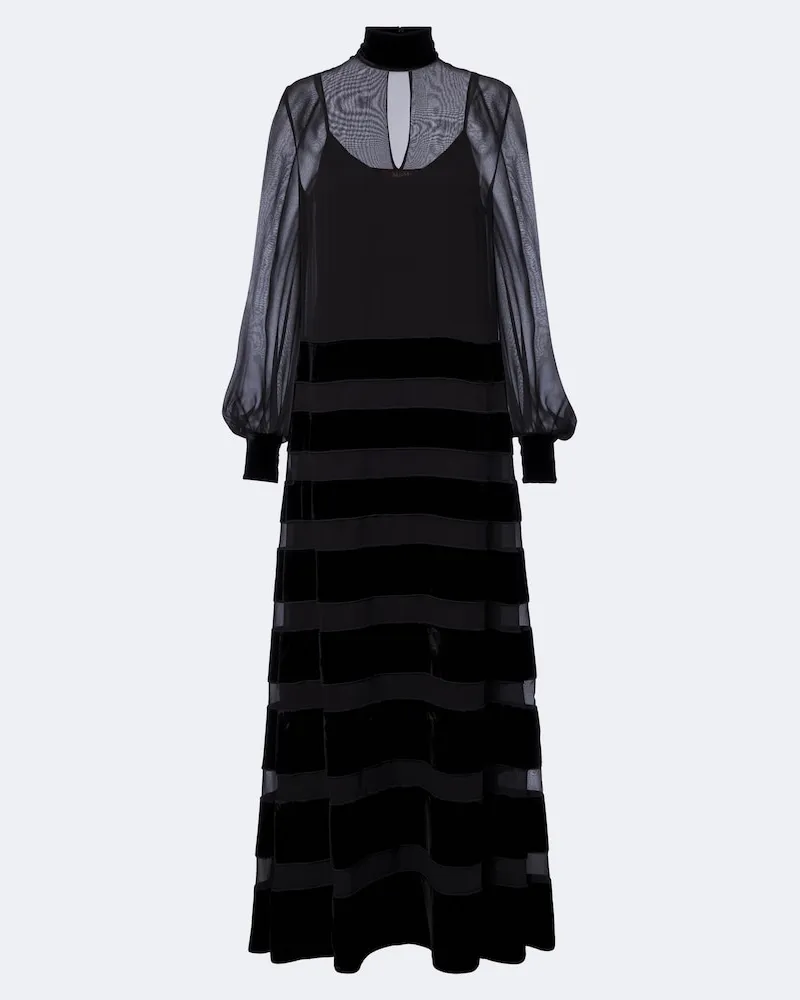 Max Mara Robe Elegante aus Seiden-Georgette Schwarz
