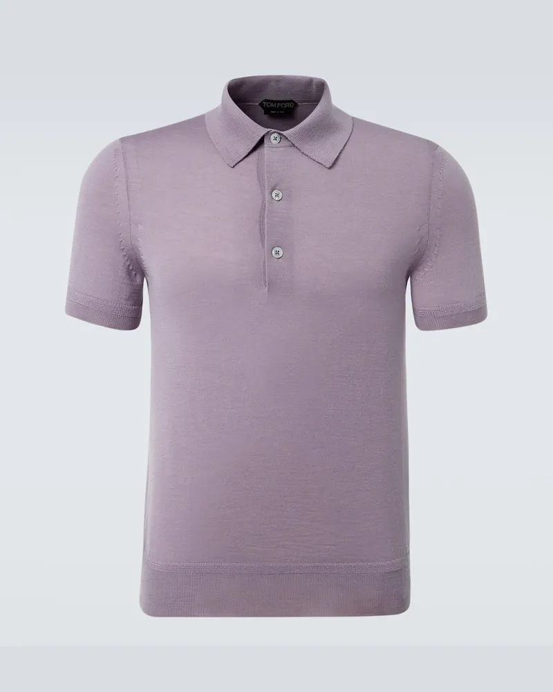 Tom Ford Polohemd aus Kaschmir und Seide Violett