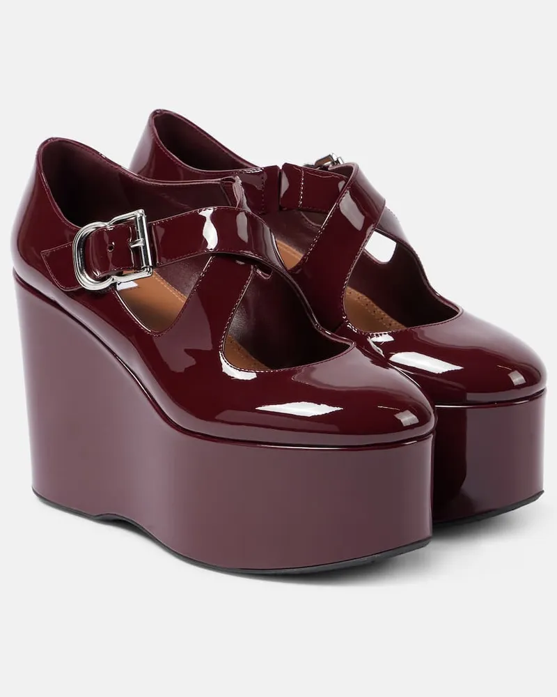 Alaïa Alaïa Wedges Criss Cross aus Lackleder Burgunderrot