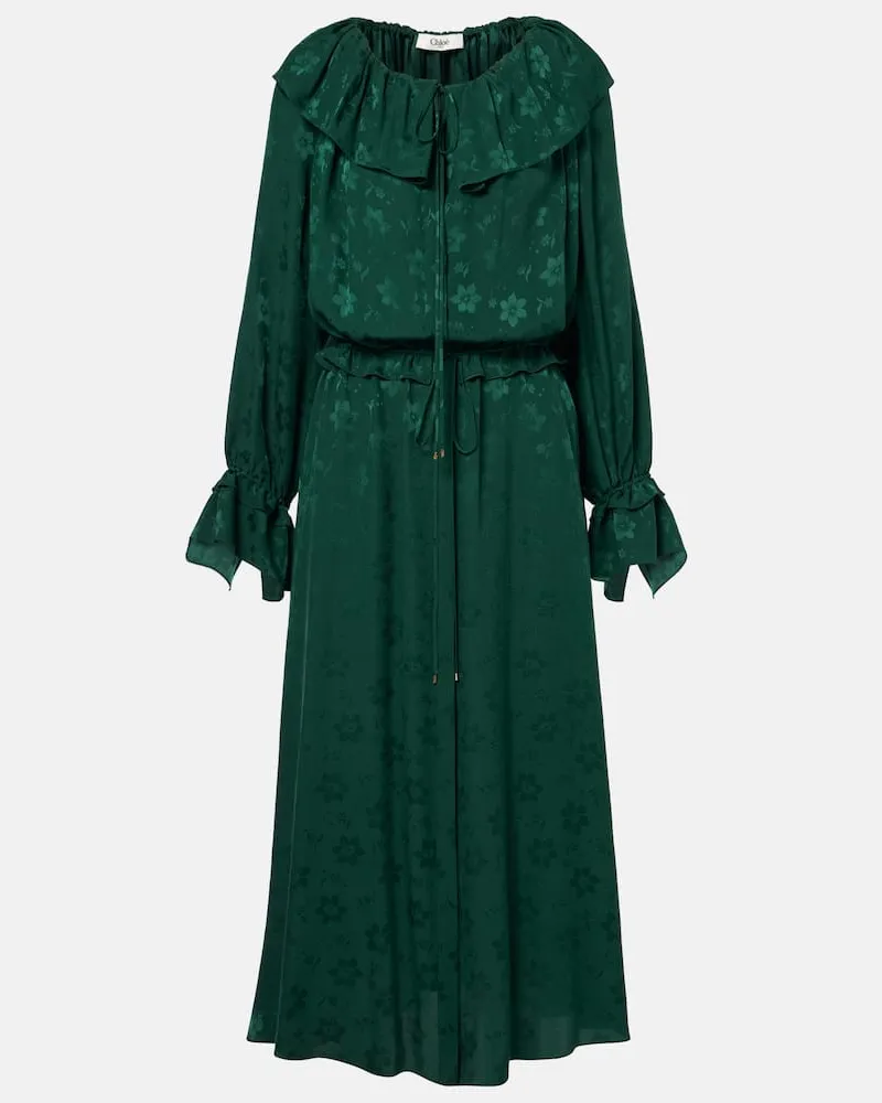 Chloé Chloé Midikleid aus Seiden-Jacquard Grün
