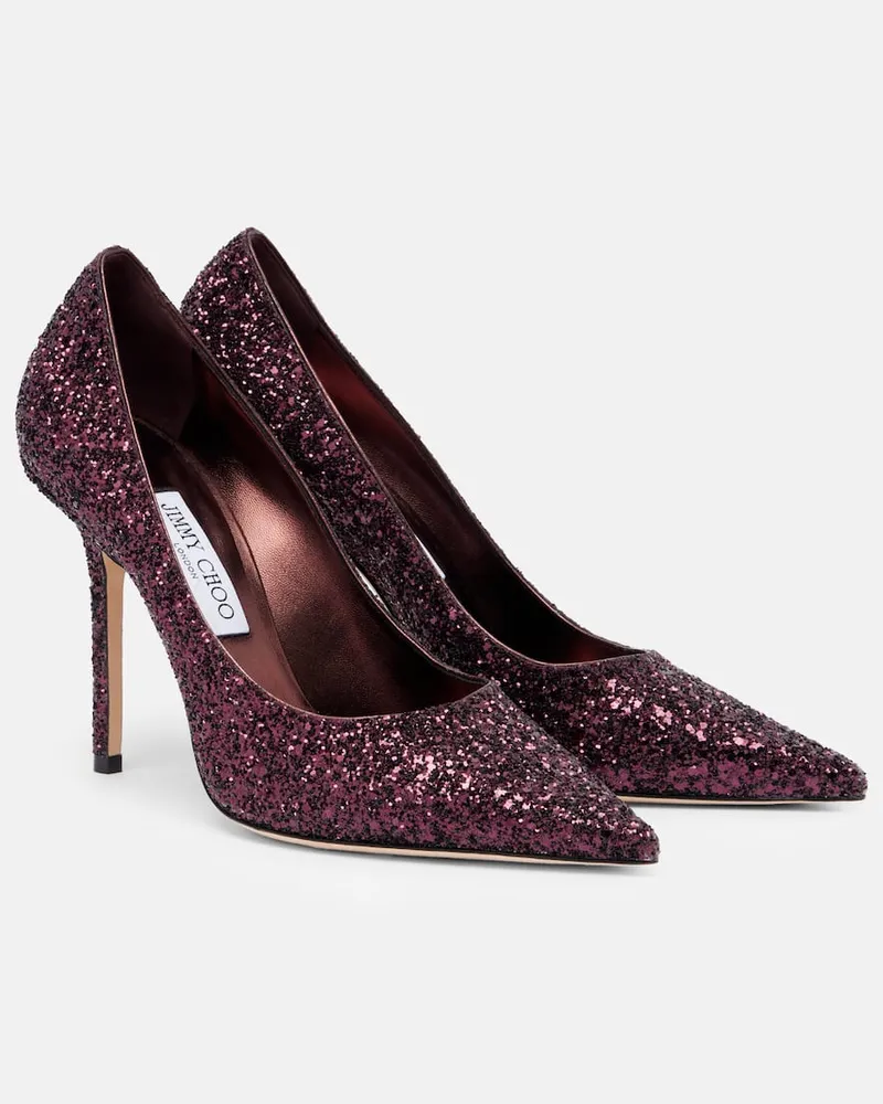 Jimmy Choo Pumps Love 100 mit Glitter Burgunderrot