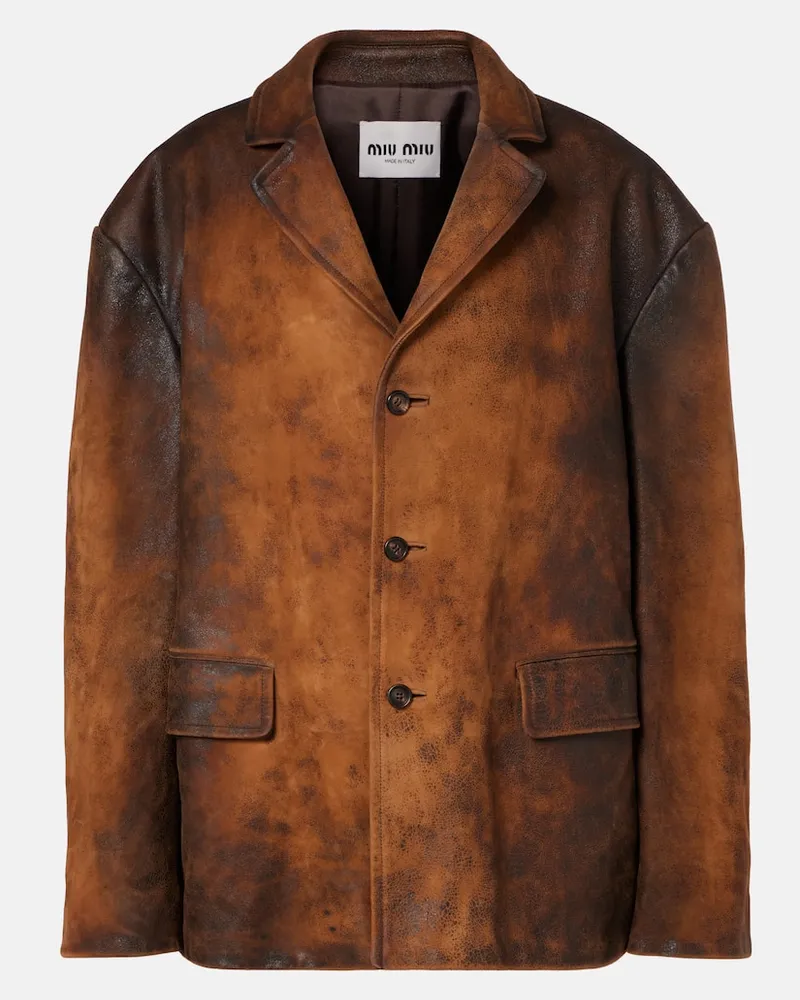 Miu Miu Oversize-Jacke aus Veloursleder Braun