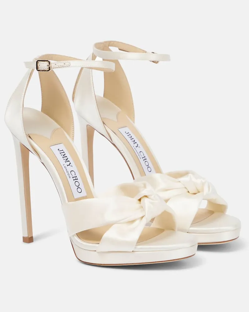 Jimmy Choo Sandalen Rosie 120 aus Satin Weiß