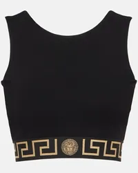 Versace Cropped-Top Greca Border Schwarz