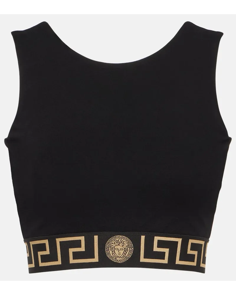 Versace Cropped-Top Greca Border Schwarz