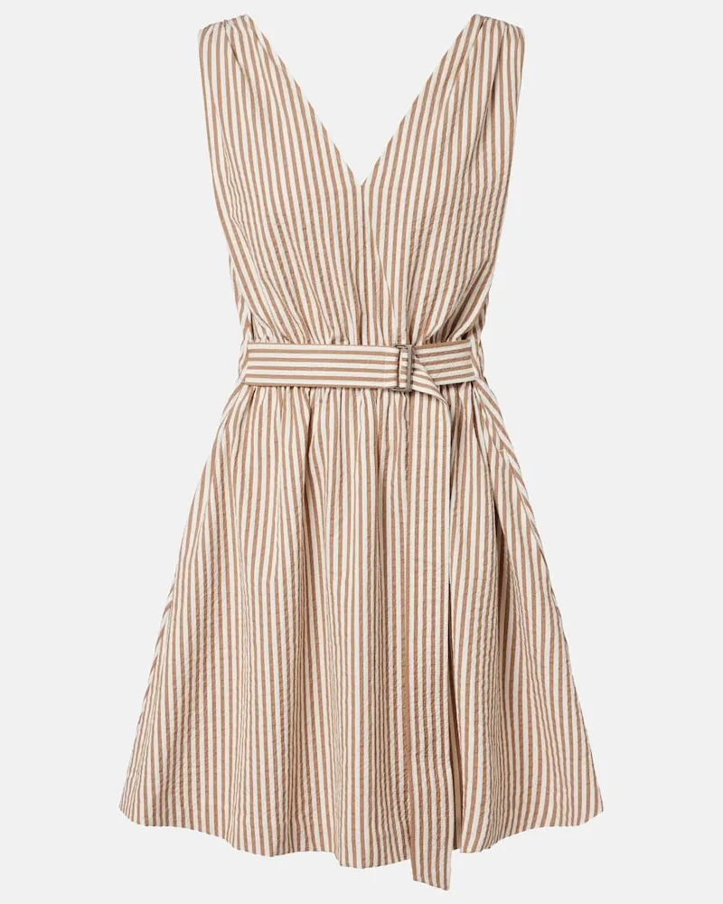 Brunello Cucinelli Minikleid aus einem Baumwollgemisch Beige