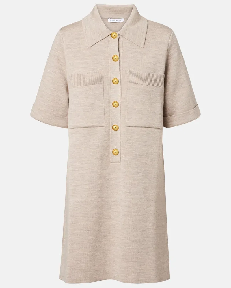 Veronica Beard Polokleid Madden aus Wolle Beige