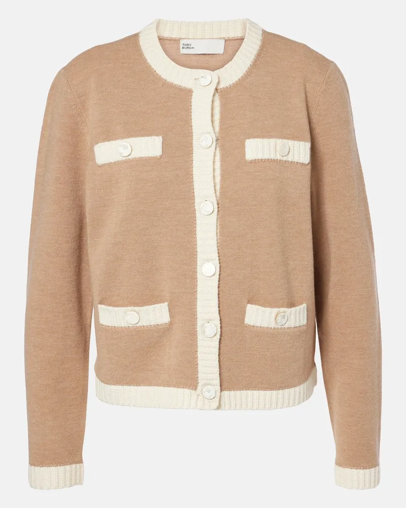 Tory Burch Cardigan Kendra aus Wolle Beige