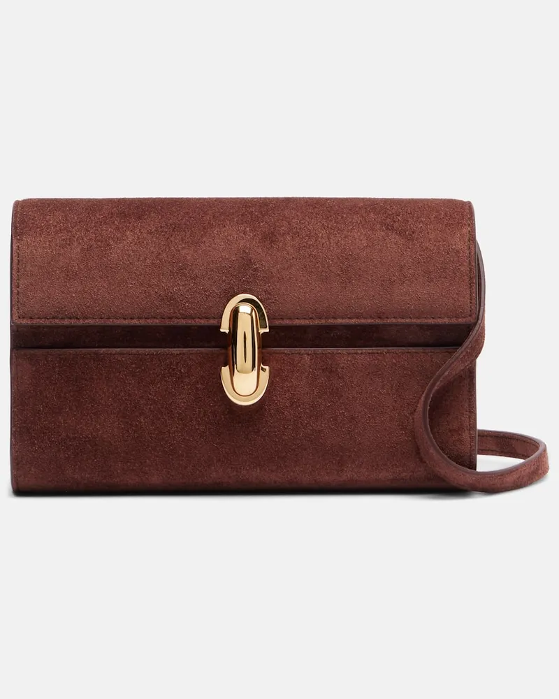 SAVETTE Schultertasche Symmetry Mini aus Veloursleder Braun