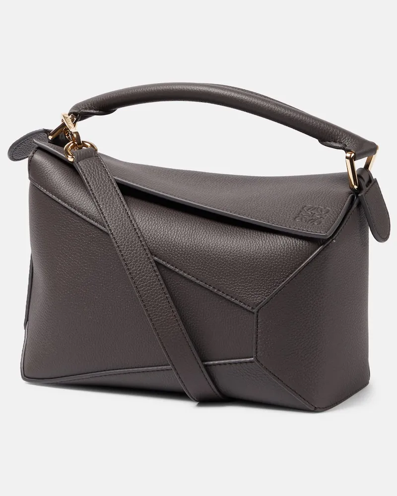 Loewe Tote Puzzle Small aus Leder Grau