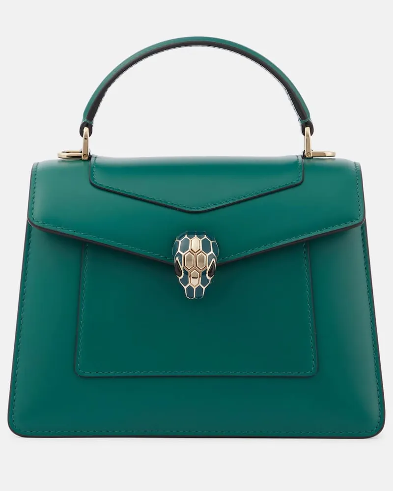 Bulgari Tote Bag Serpenti Forever Medium aus Leder Grün